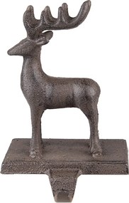 Hnedý liatinový háčik na pančuchu socha jeleňa - 13*11*21 cm
