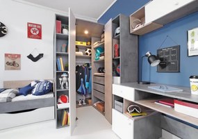 Šatňová šatníková skriňa Sigma 1, biela mat / betón