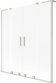 Mexen Velar L Duo, 2-krídlová posuvná vaňová zástena 150 x 150 cm, 8mm sklo námraza, brúsená oceľ, 896-150-003-32-97