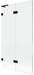 Mexen Lunar L, 2-krídlová vaňová zástena ľavá 100 x 150 cm, číre sklo, čierna matná, 897L-100-100-70-00-L