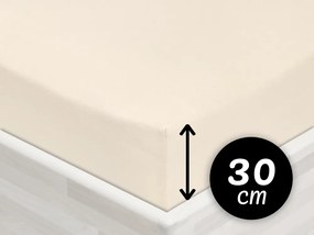 Jersey napínacie prestieradlo na vysoký matrac JR-002 Smotanové 90 x 200 - výška 30 cm