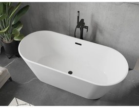 Mexen Flavia, voľne stojaca vaňa 170 x 75 cm, biela, čierny matný prepad, 54031708000-70