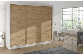 Šatníková skriňa DERBY II - 200 cm Biela - dub artisan