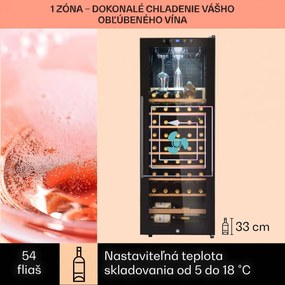 Klarstein Barossa 54 Uno, vinotéka, 155 l, 54 fliaš, sklenené dvere, dotykové ovládanie, LED