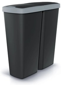 Odpadkový kôš DUO čierny, 50 l, sivá / čierna