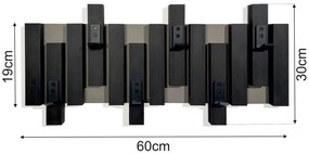Čierny nástenný vešiak na oblečenie Šírka: 60 cm | Výška: 30 cm