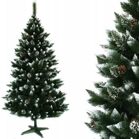 Krásna vianočná borovica zdobená snehom a šiškami 150 cm