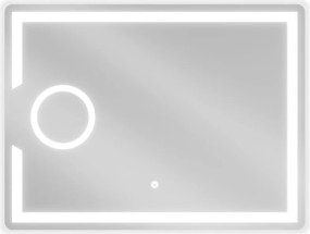 Mexen Onyx, LED kúpeľňové zrkadlo s podsvietením a kozmetickým zrkadielkom 80x60 cm, 6000K, ochrana proti zahmlievaniu, 9813-080-060-611-00