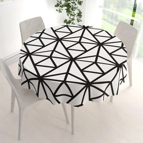Biante Bavlnený okrúhly obrus Sandra SA-577 Čierne geometrické vzory na bielom Ø 100 cm