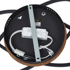 Stropné svietidlo čierne s orechovým drevom vrátane LED 3-krokové stmievateľné 2-svetelné - Kane