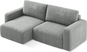 Sivá ženilková rozkladacia/s úložným priestorom rohová pohovka (ľavý roh/s leňoškou) Kona – Makamii