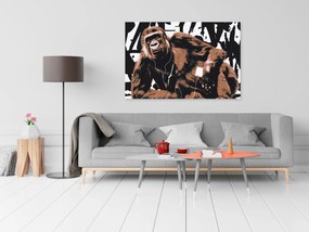 Artgeist Obraz - Pop Art Monkey (1 Part) Narrow Brown Veľkosť: 60x40, Verzia: Na talianskom plátne