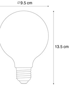 Sada 5 ks Stmievateľná LED žiarovka E27 opálové sklo G95 5W 450lm 2700K
