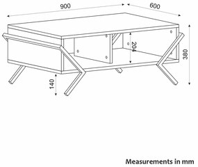 Dizajnový konferenčný stolík Halina 90 cm vzor orech