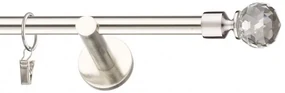 Dekorstudio Niklová jednoradová garniža CRYSTAL 19mm Dĺžka: 440cm, Typ uchytenia: Držiak otvorený, Typ príslušenstva: Krúžky tiché so štipcami