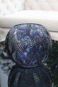 Modrá guľatá sklenená váza LISSA 21cm