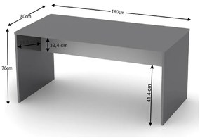 Písací stôl Rioma New Typ 16 - grafit / biela