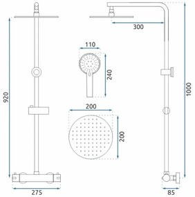 REA-P8804 - Sprchová súprava s termostatickou batériou BLISS v matnej čiernej