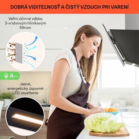 Klarstein Ava 60 Smart, digestor, 60cm, nástenný, WiFi, A++, 585 m³/h, dotykový displej
