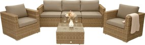 DEOKORK Ratanová variabilná zostava MALIBU pre 5 osôb (béžovo-hnedá)