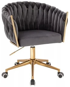 LuxuryForm DESIGN Kreslo NORDEN VELUR na zlatej podstave s kolieskami - tmavo šedé