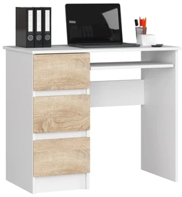 PC stolík Benicio (biela + dub sonoma) (L). Akcia -17%. Vlastná spoľahlivá doprava až k Vám domov. 1068995
