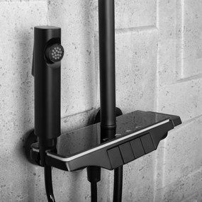 Rea Savio, LED sprchový set s vaňovou výlevkou, čierna, REA-P8410