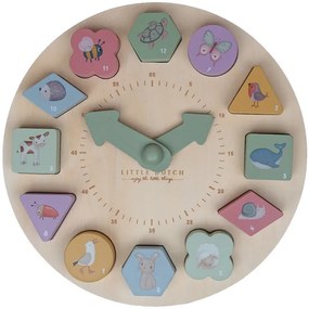 Little Dutch Drevené vkladacie puzzle hodiny Farma