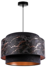 Závesné svietidlo Werona duo 3, 1x čierne textilné tienidlo so vzorom, c