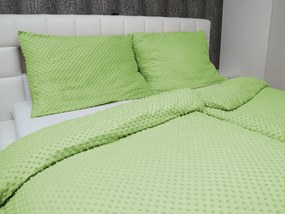 Biante Hrejivé posteľné obliečky Minky 3D bodky MKP-005 Pastelové svetlo zelené Predĺžené 140x220 a 70x90 cm