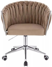 LuxuryForm DESIGN Stolička NORDEN VELUR na striebornej podstave s kolieskami - latte