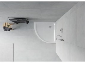 Mexen SLIM - Štvrťkruhová sprchová vanička 80x80x5cm + chrómový sifón, biela, 41108080