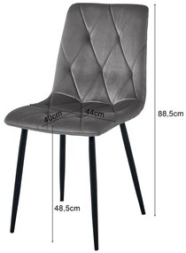 Set troch jedálenských stoličiek LIBRA zamatové, ružové / čierne nohy (3 ks)