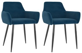 Jedálenské stoličky 2 ks modré zamat