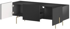TV stolík Malmi 150 cm - čierny mat / zlatá