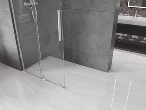 Mexen Velar L, posuvná sprchová zástena Walk-in 120 x 200 cm, 8mm číre sklo, brúsená oceľ, 871-120-003-03-97