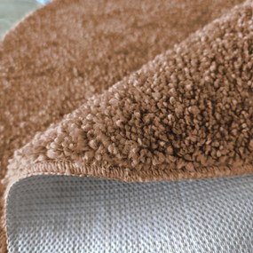 Okrúhly shaggy koberec Kamel v zemitej hnedej farbe Rozmer: 60 cm