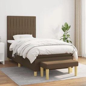 Boxspring posteľ s matracom tmavohnedá 100x200 cm látka 3137296