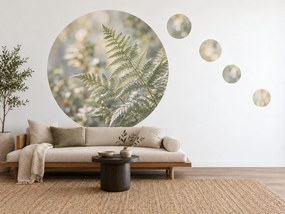 Kapradie v kruhu šalviovozelené botanické nálepky do spálne na stenu arch 46 x 46 cm