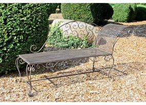 Čierno-tmavohnedá kovová záhradná lavica Lamington – Garden Pleasure