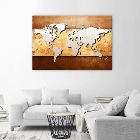 Gario Obraz na plátne Mapa sveta na drevenej doske Rozmery: 60 x 40 cm
