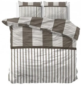 Hnedé pruhované posteľné obliečky z bavlny 140 x 200 cm