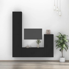 4-dielna súprava TV skriniek čierna spracované drevo 3188791