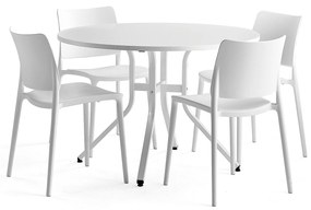 Zostava nábytku: Stôl Various + 4 biele stoličky Rio