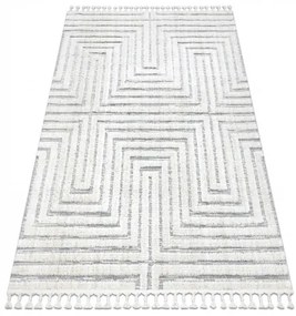 styldomova Bielo-sivý shaggy koberec so strapcami Villa Z788A