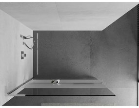 Mexen Kioto+ L, sprchová zástena Walk-In s poličkou a vešiakom 120 x 200 cm, 8mm číre sklo-námraza, chrómový profil, 800-120-123-01-35