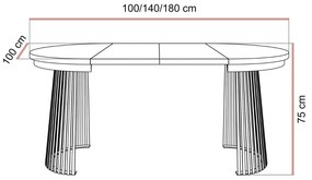 OKRÚHLY ROZKLADACÍ JEDÁLENSKÝ STÔL SIMEON ČIERNY 100 / 180 cm
