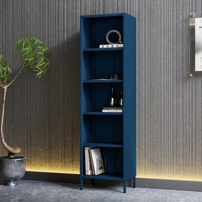 Knižnica do obývačky MARIO, 500 x 1800 x 350 mm, Modern: tmavomodrá farba