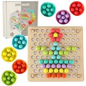 KIK Vzdelávacie Montessori korálkové mozaiky 77 dielov – drevené guličkové puzzle pre deti