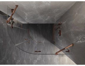 Mexen Lunar, pravý polkruhový sprchový kút 100 x 90 cm, 8mm číre sklo, profil ružové zlato, 833-100P-090L-60-00